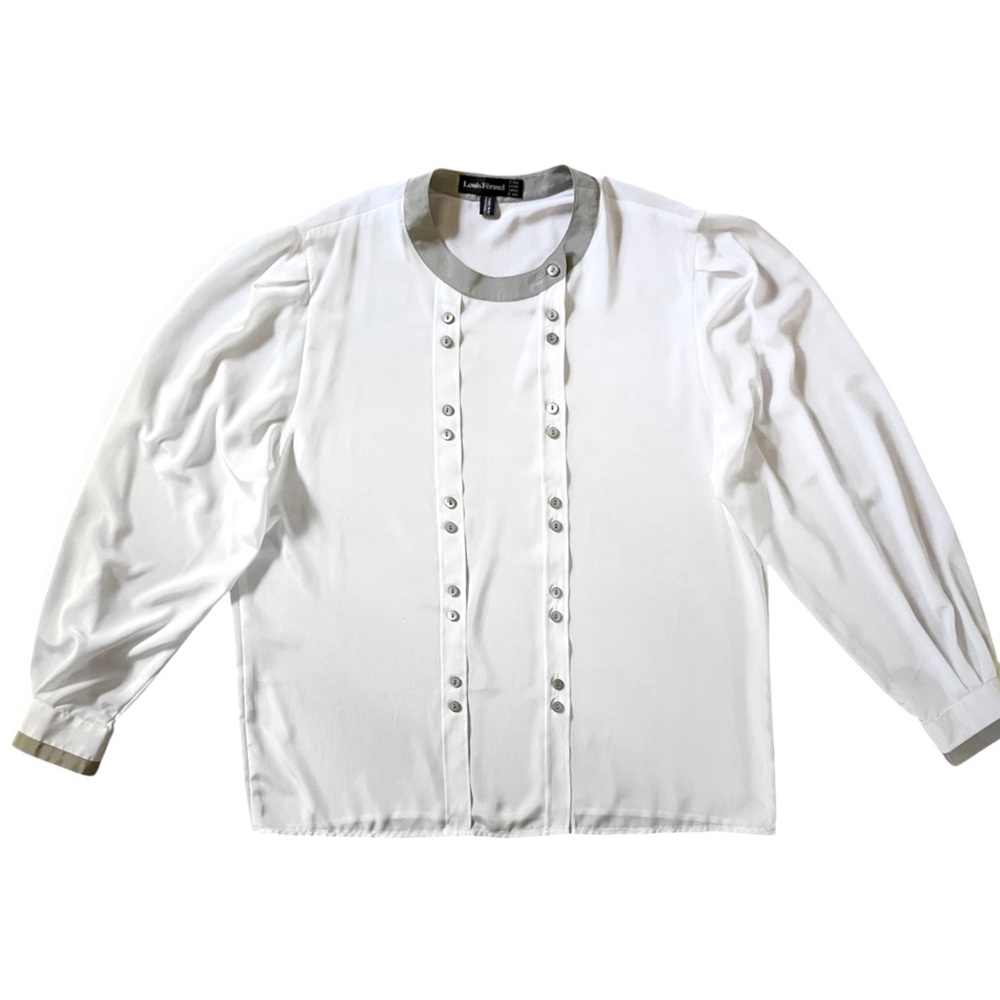 Vintage Louis Feraud Double Breasted Cream Blouse, sz EU 44